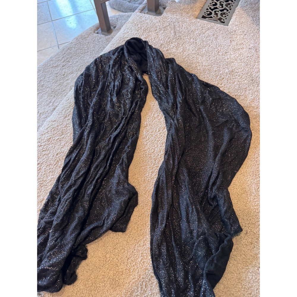 Banana Republic Black Metallic Shimmer Scarf Italian Yarn Angora Blend